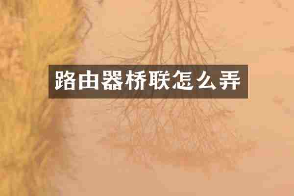 路由器桥联怎么弄
