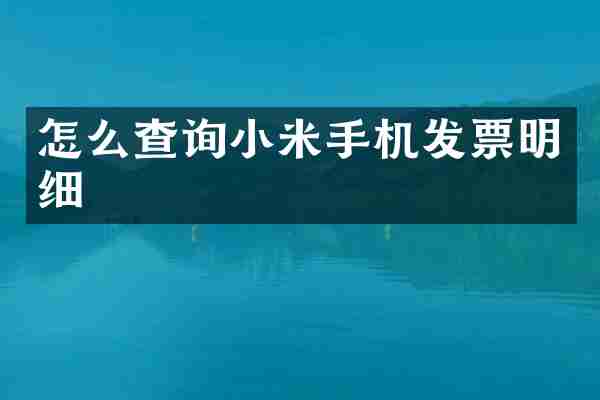 怎么查询小米手机发票明细