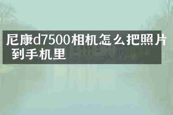 尼康d7500相机怎么把照片传到手机里