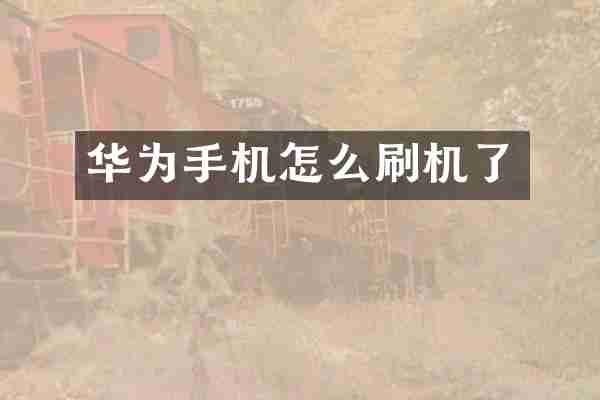 华为手机怎么刷机了