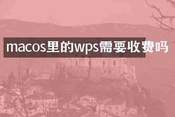 macos里的wps需要收费吗