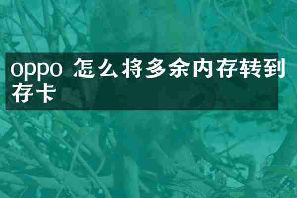 oppo 怎么将多余内存转到内存卡
