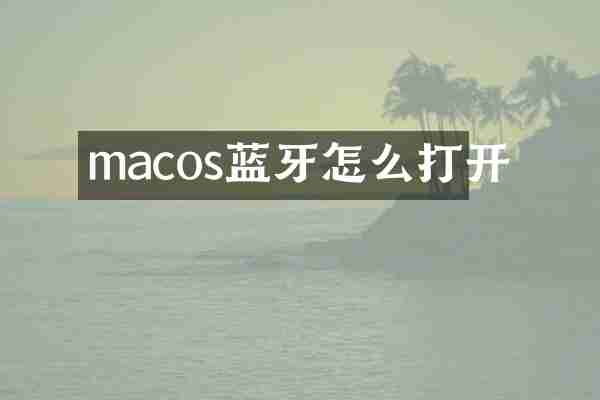 macos蓝牙怎么打开
