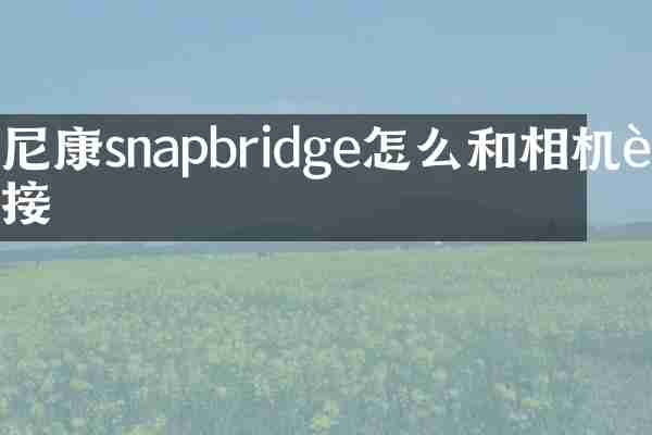 尼康snapbridge怎么和相机连接