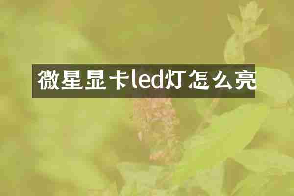 微星显卡led灯怎么亮