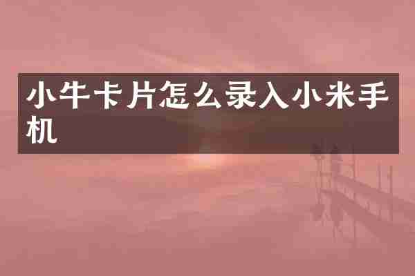 小牛卡片怎么录入小米手机