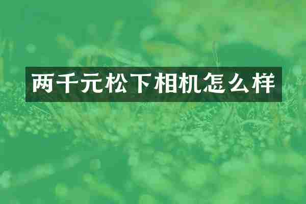两千元松下相机怎么样