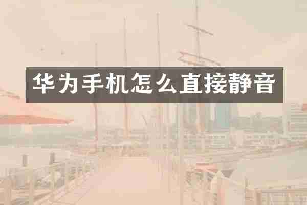 华为手机怎么直接静音