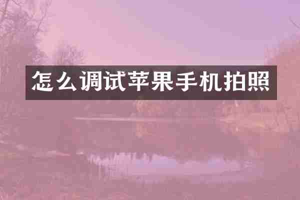怎么调试苹果手机拍照