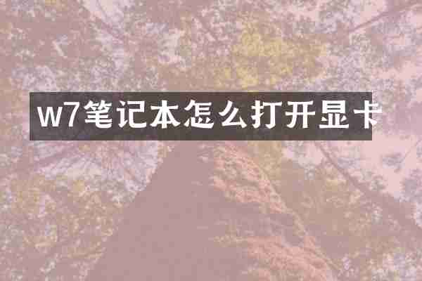 w7笔记本怎么打开显卡