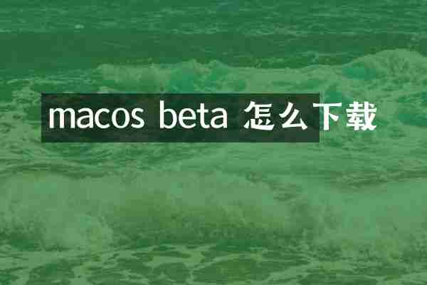 macos beta 怎么下载