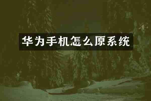 华为手机怎么原系统