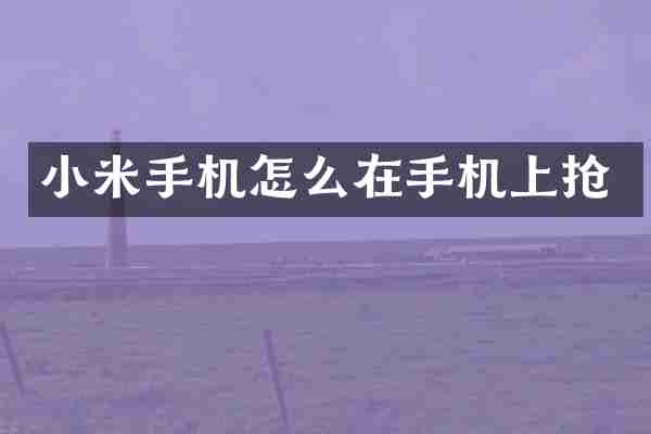 小米手机怎么在手机上抢
