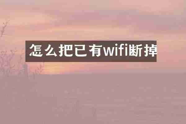 怎么把已有wifi断掉