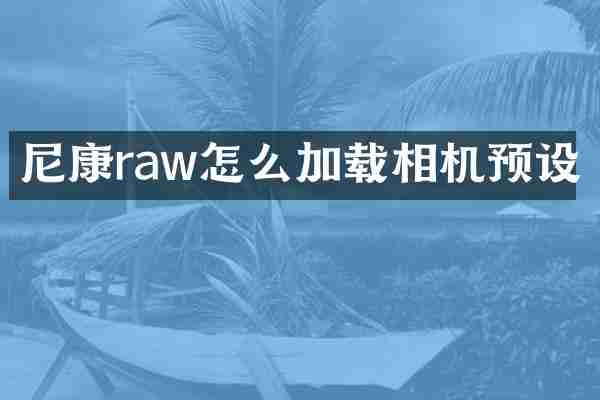 尼康raw怎么加载相机预设