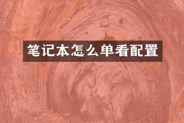 笔记本怎么单看配置