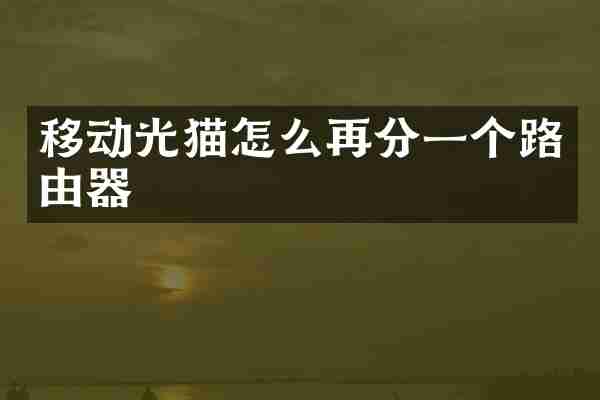 移动光猫怎么再分一个路由器