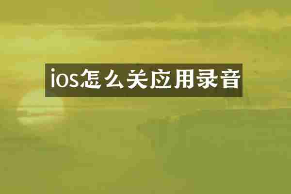 ios怎么关应用录音