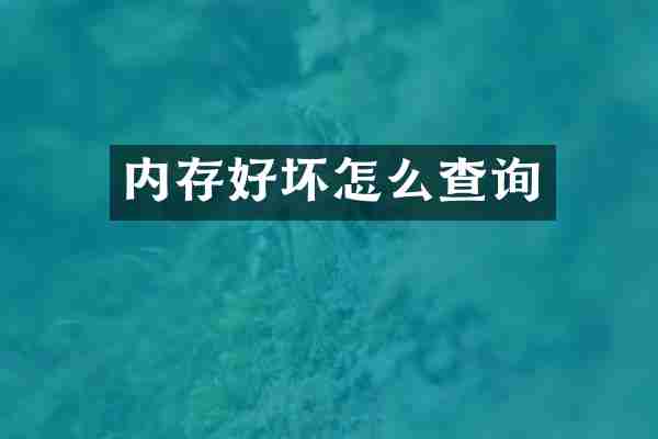 内存好坏怎么查询