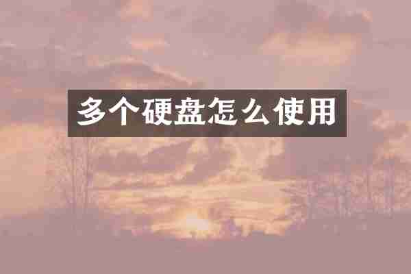 多个硬盘怎么使用