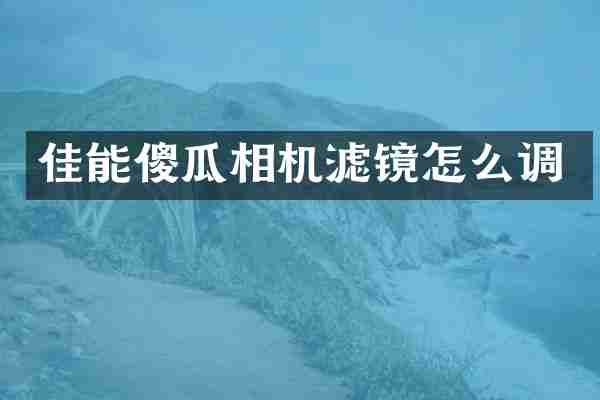 佳能傻瓜相机滤镜怎么调