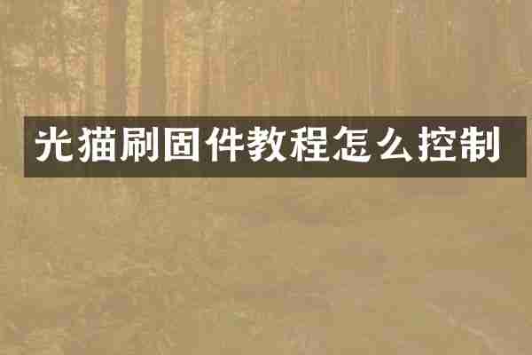 光猫刷固件教程怎么控制