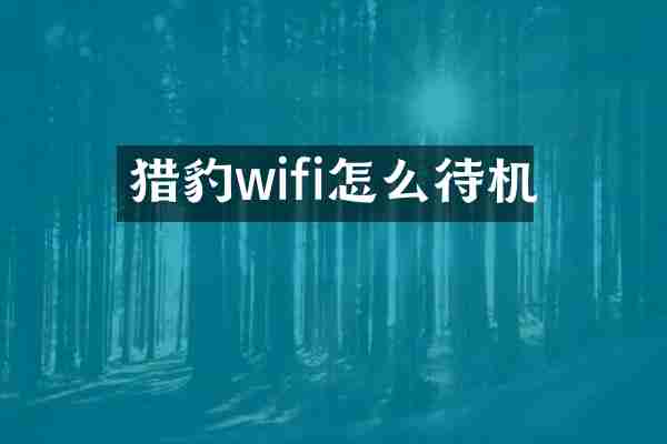 猎豹wifi怎么待机