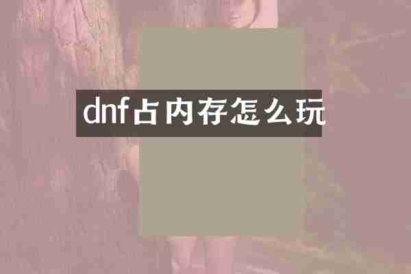 dnf占内存怎么玩