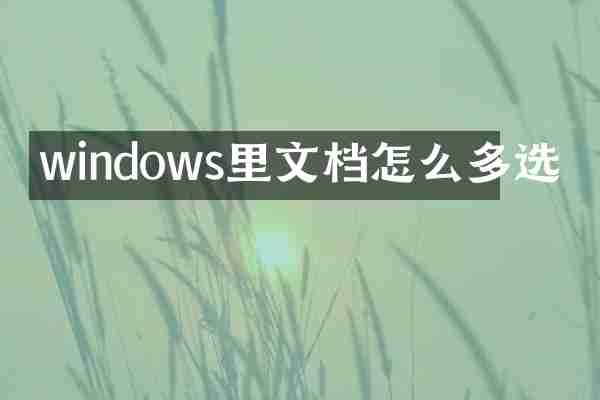 windows里文档怎么多选