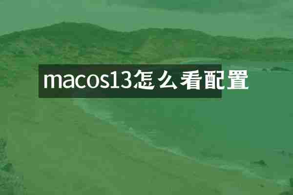macos13怎么看配置