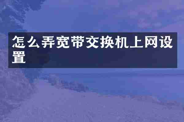怎么弄宽带交换机上网设置