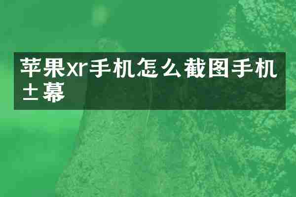 苹果xr手机怎么截图手机屏幕
