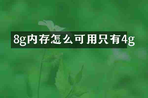 8g内存怎么可用只有4g