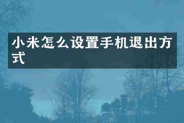 小米怎么设置手机退出方式