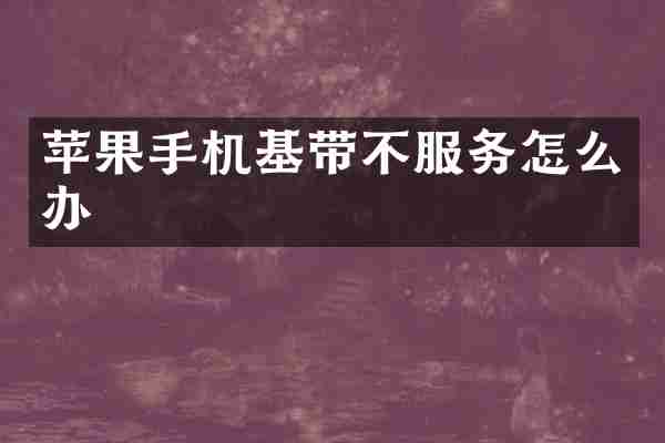 苹果手机基带不服务怎么办