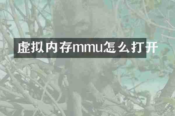 虚拟内存mmu怎么打开