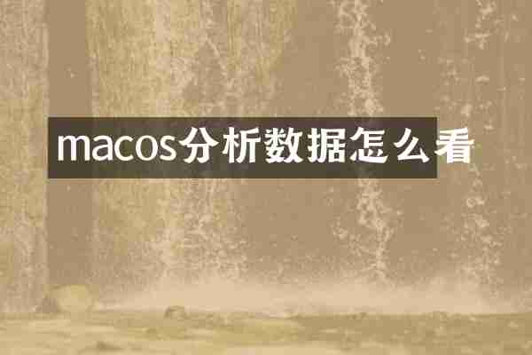 macos分析数据怎么看