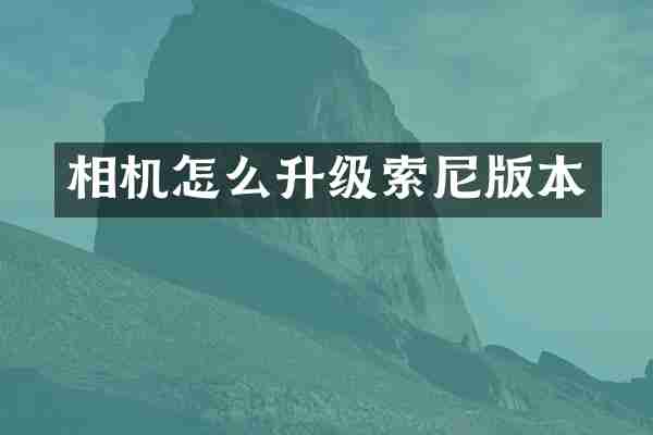 相机怎么升级索尼版本