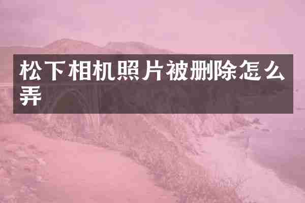 松下相机照片被删除怎么弄