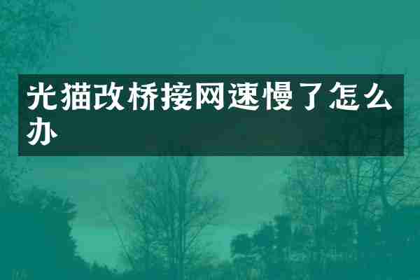 光猫改桥接网速慢了怎么办