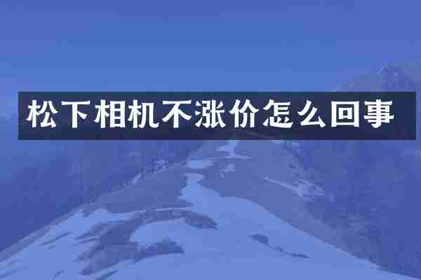松下相机不涨价怎么回事