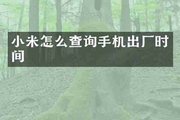 小米怎么查询手机出厂时间