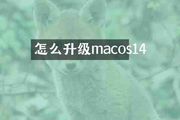 怎么升级macos14