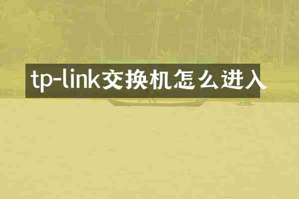 tp-link交换机怎么进入