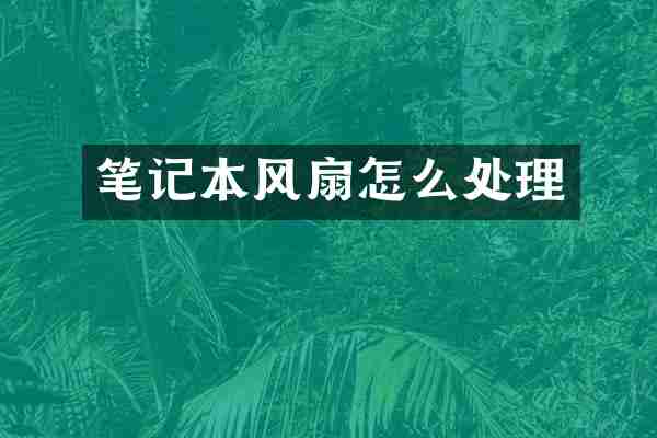 笔记本风扇怎么处理