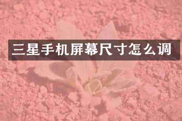 三星手机屏幕尺寸怎么调