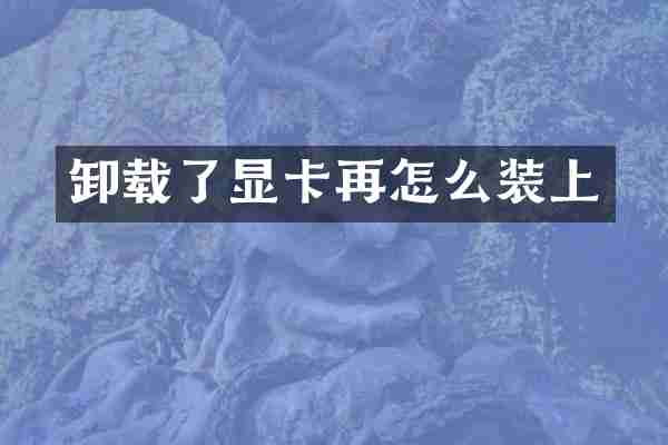 卸载了显卡再怎么装上