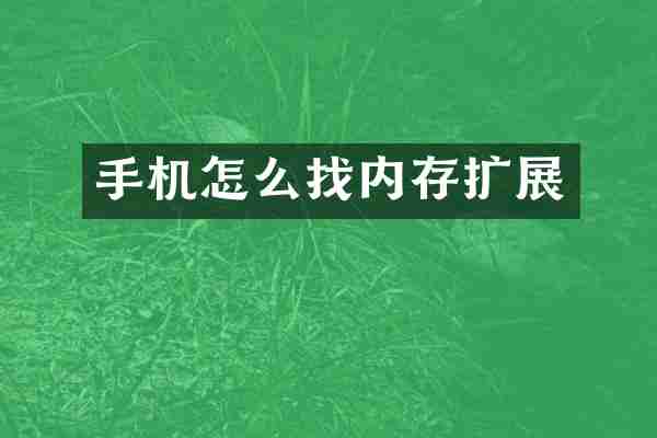 手机怎么找内存扩展