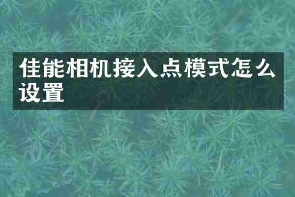 佳能相机接入点模式怎么设置