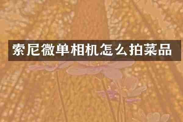 索尼微单相机怎么拍菜品